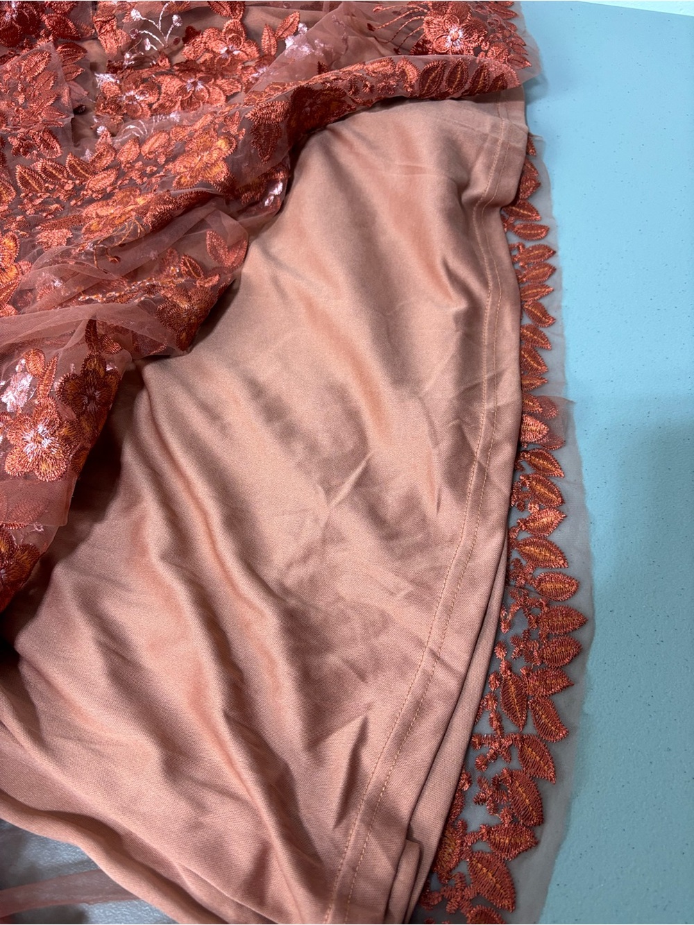BalticBorn Lotte Embroidered Midi Dress NWT Rust Women's Medium Tiered Tulle - Picture 10 of 13